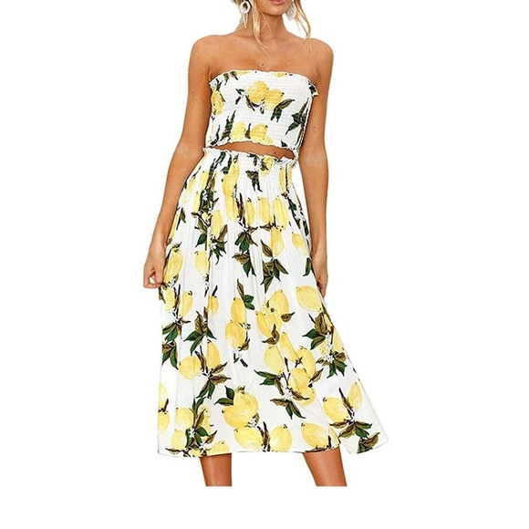 JERI 2 Piece Lemon Print Maxi Skirt Set - Picture 7 of 8